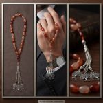Carnelian Misbaha with Silver-Toned Tree of Life