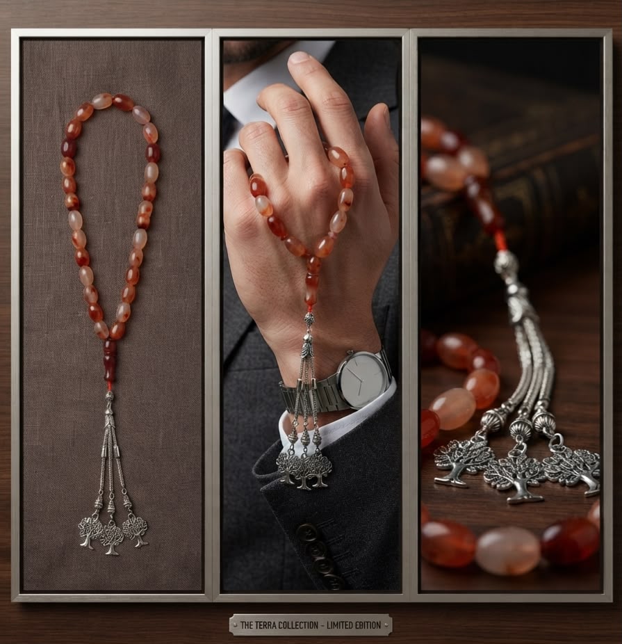 WhatsApp Image 2026-07-26 at 12.47.05 AM (6) Carnelian Misbaha with Silver-Toned Tree of Life - Image 1