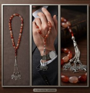 Limited Edition Carnelian Misbaha with Silver-Toned Tree of Life
